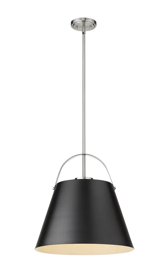 Z-Lite 726P18-MB+BN Z-Studio One Light Pendant, Matte Black / Brushed Nickel