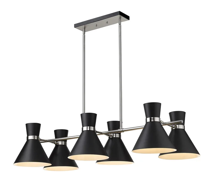 Z-Lite 728-6L-MB-BN Soriano Six Light Chandelier, Matte Black / Brushed Nickel