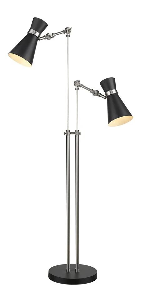 Z-Lite 728FL-MB-BN Soriano Two Light Floor Lamp, Matte Black / Brushed Nickel