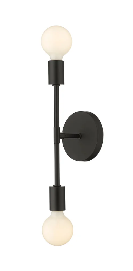 Z-Lite 731-2S-MB Modernist Two Light Wall Sconce, Matte Black