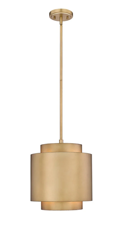 Z-Lite 739P12-RB Harlech One Light Pendant, Rubbed Brass