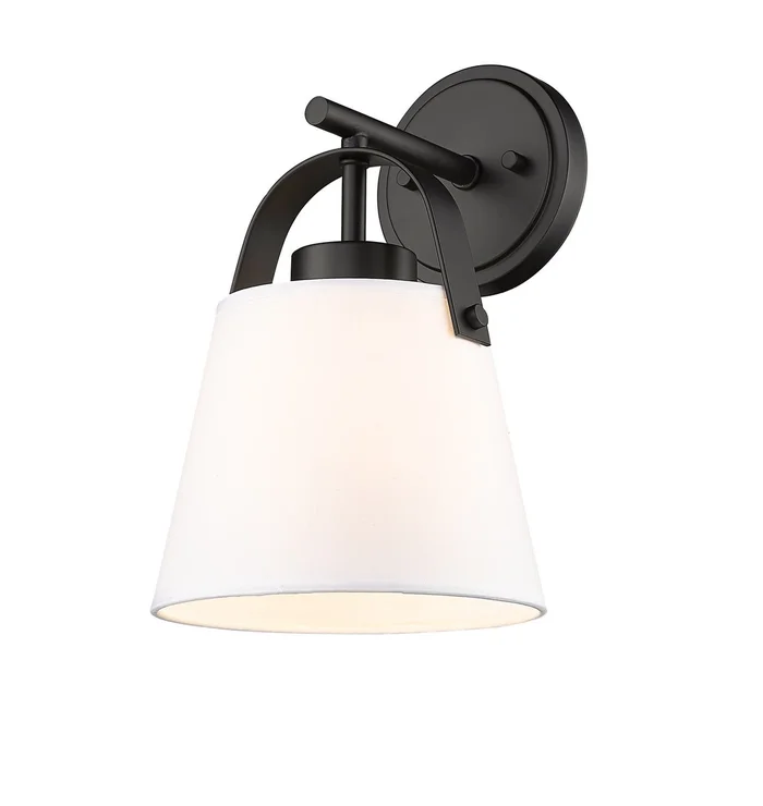 Z-Lite 743-1S-MB Z-Studio Linen Pendant One Light Wall Sconce, Matte Black
