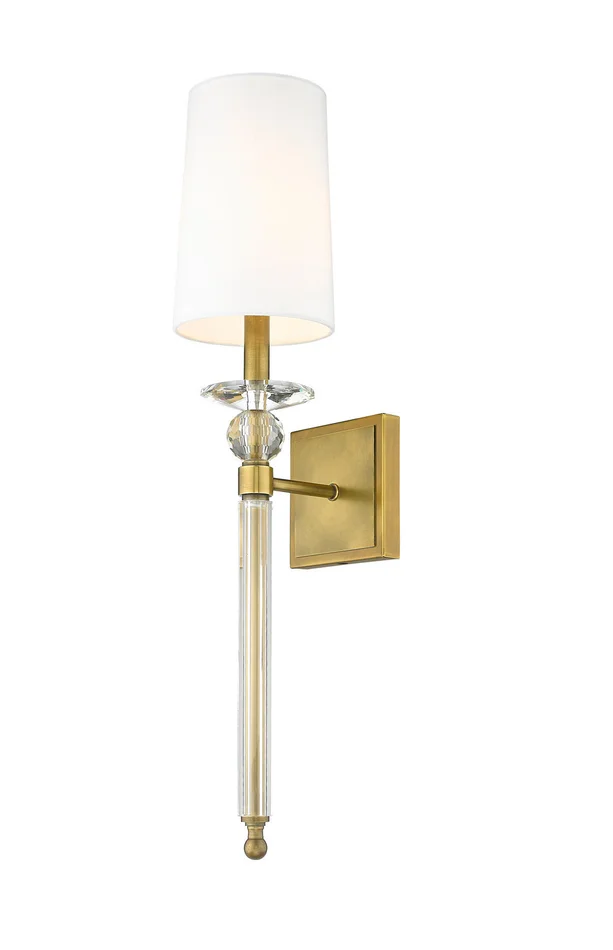Z-Lite 804-1S-RB-WH Ava One Light Wall Sconce, Rubbed Brass