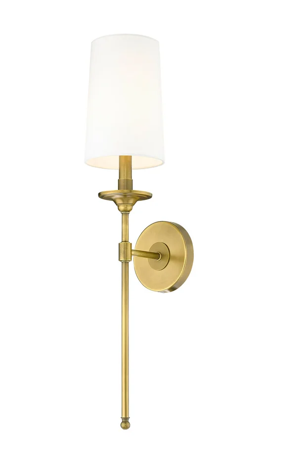 Z-Lite 807-1S-RB-WH Emily One Light Wall Sconce, Rubbed Brass