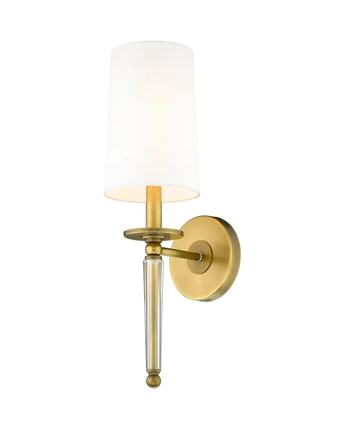 Z-Lite 810-1S-RB-WH Avery One Light Wall Sconce, Rubbed Brass