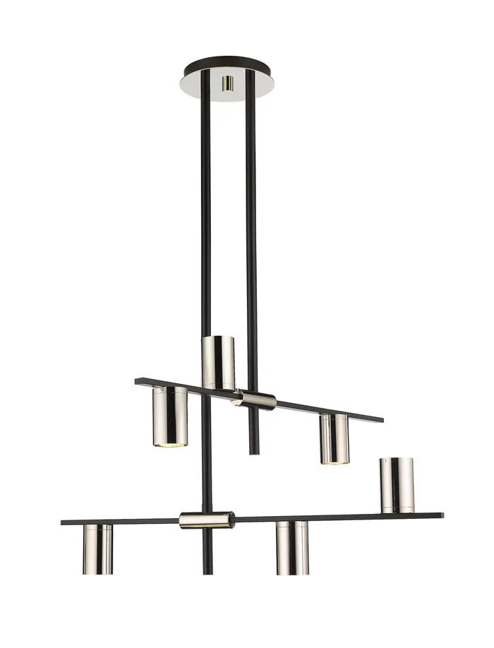Z-Lite 814-6MB-PN Calumet Six Light Chandelier, Mate Black / Polished Nickel