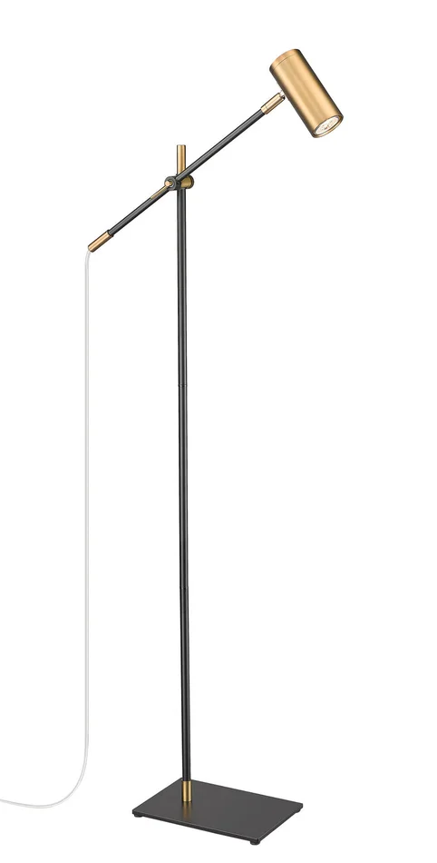 Z-Lite 814FL-MB-OBR Calumet One Light Floor Lamp, Matte Black / Olde Brass