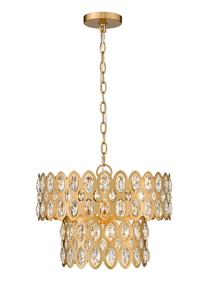 Z-Lite 822P15-HB Dealey Five Light Pendant, Heirloom Brass