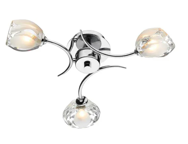 Zagreb 3 Light Polished Chrome Semi Flush Ceiling Light