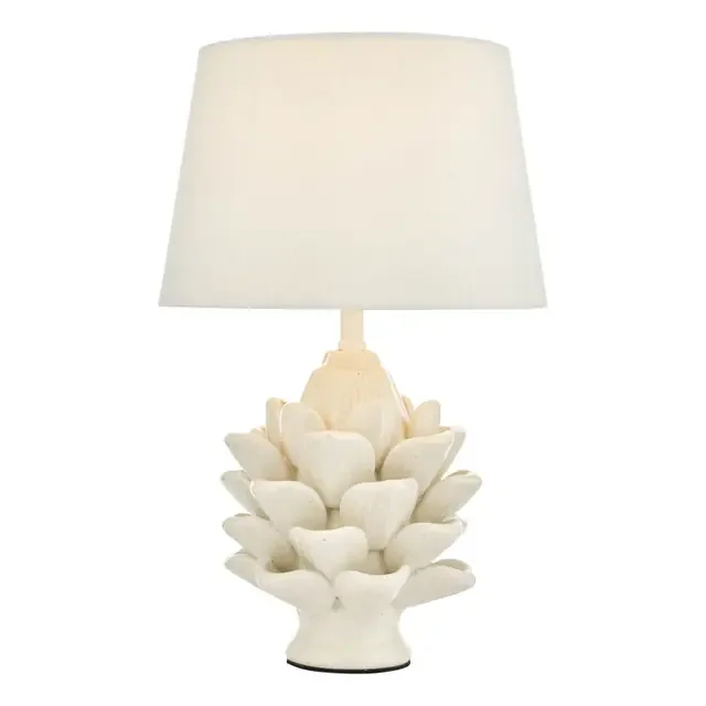 Zala Cream Ceramic with White Shade Table Lamp
