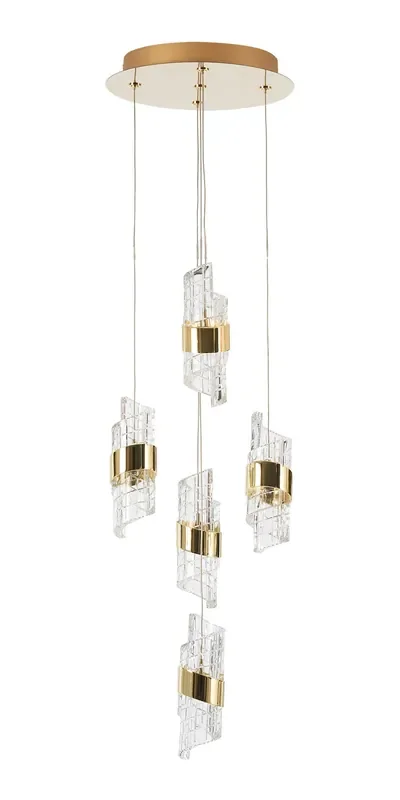 Zanthus LED Circular Multi Pendant with Acrylic Swirls and Metal Detailing (Oaks 8022/5 SP )