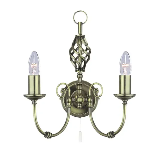Zanzibar 2 Light Antique Brass Wall Light