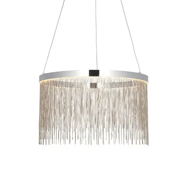 Zelma Polished Chrome with Waterfall Chains CCT LED Ringed Pendant Light