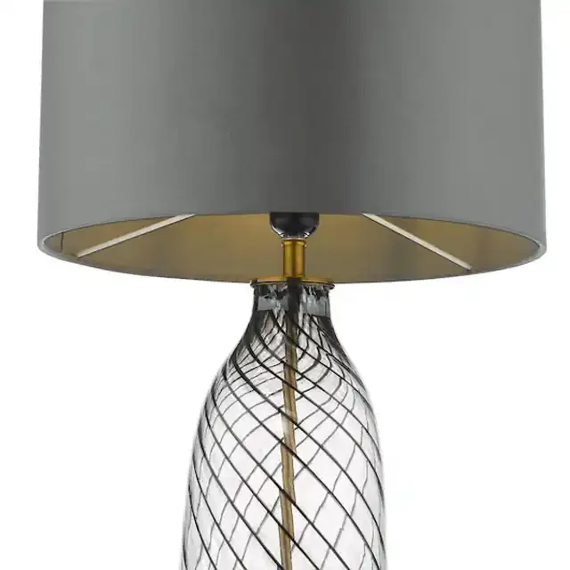 Zeya Smoked Glass with Aged Brass Table Lamp Base Only