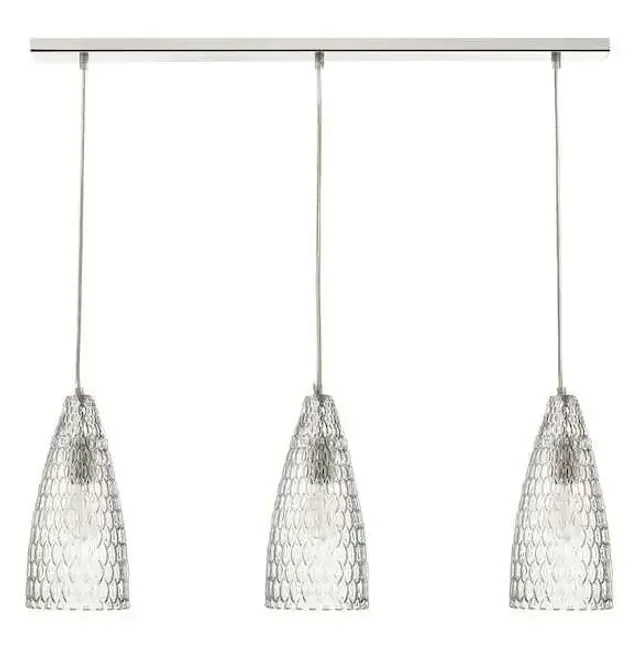 Zuka 3 Light Polished Chrome & Textured Glass Bar Pendant Light