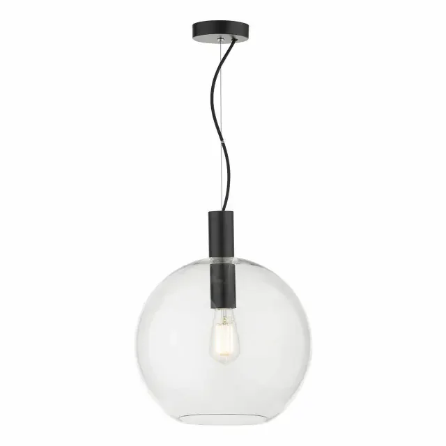 Zula Matt Black and Clear Glass Pendant Light